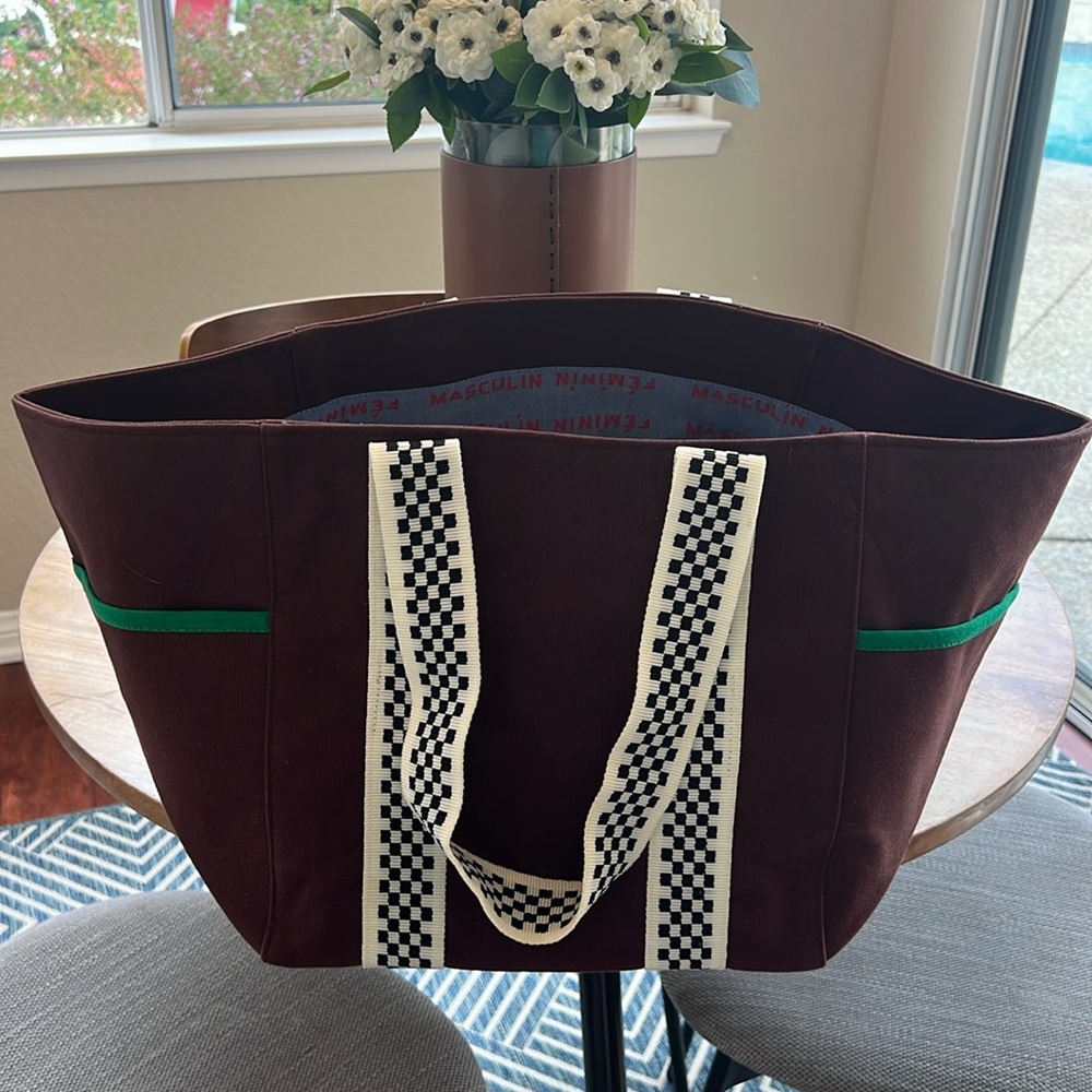 Clare V Box Tote cream and brown checker. Used only once!